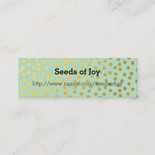 Customizable Chic Mint Gold Confetti Dots Business Card Template