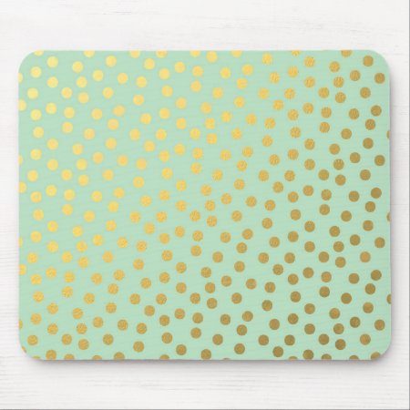 Chic Mint Gold Confetti Dots Mouse Pad