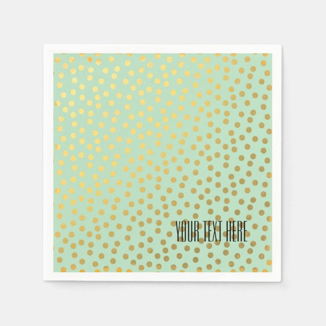 Chic Mint Gold Confetti Dots Napkins (Front)
