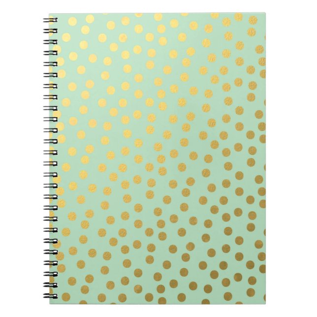 Chic Mint Gold Confetti Dots Notebook (Front)