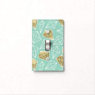 Chic Mint Gold Diamonds Christmas Light Switch Cover