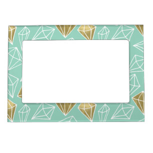 Chic Mint Gold Diamonds Christmas Magnetic Frame