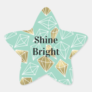 Chic Mint Gold Diamonds  Star Sticker