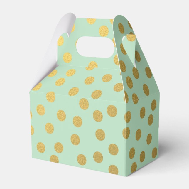 Chic Mint Gold Dots Favor Boxes (Front Side)