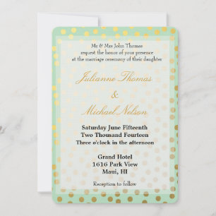Chic Mint Gold Dots Wedding Invitation