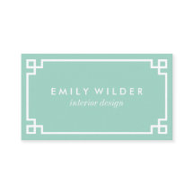 Chic Mint Green and White Greek Key