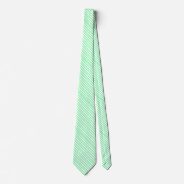 Chic Mint Green and White Stripe Pattern Neck Tie (Front)
