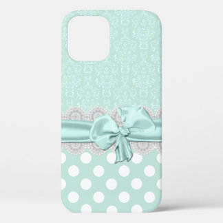 Chic Mint Green Damask iPhone 12 Case