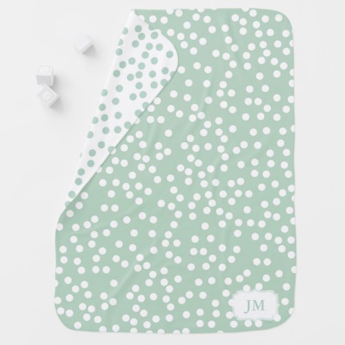 Chic Mint Green Double_Sided Polka Dot Swaddle Blanket