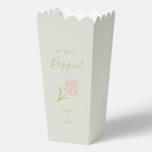 Chic Mint Green Floral Rose Couple Popcorn  Favor Boxes