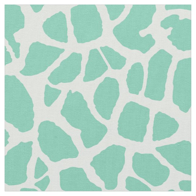 Chic Mint Green Giraffe Print Girly Animal Pattern Fabric (Close Up)