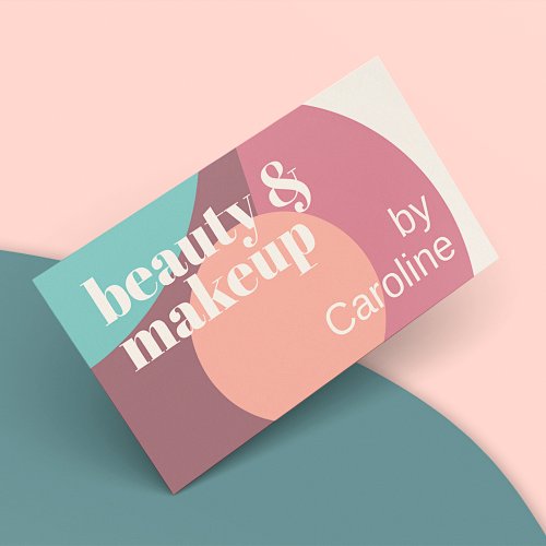 Chic Mint Green Mauve Taupe Blush Pink Art Pattern Business Card