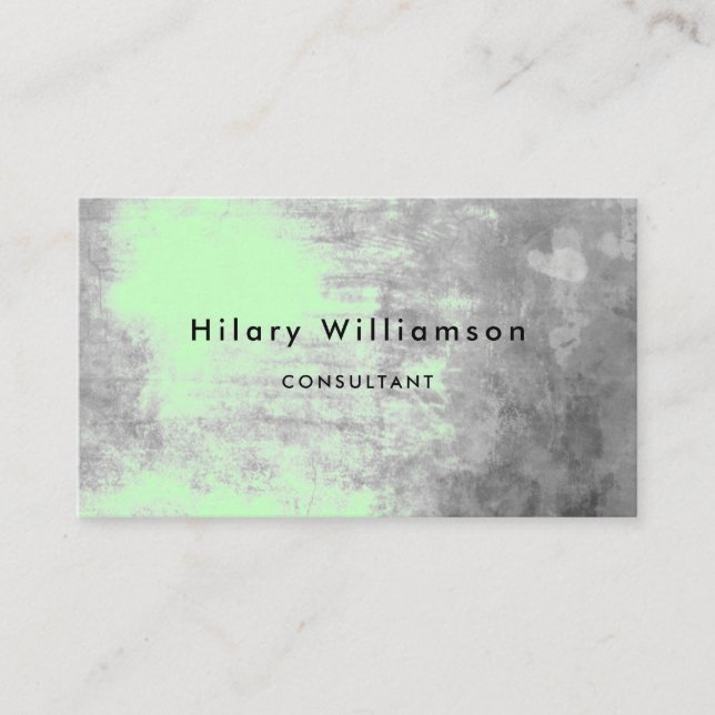 Chic Mint Green Pastel Gray Grunge Business Card (Front)