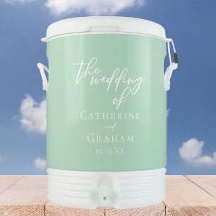 Chic Mint Green Personalized Spring Wedding Beverage Cooler