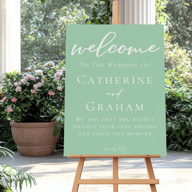 Chic Mint Green Personalized Wedding Welcome Foam Board (Creator Uploaded)