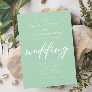 Chic Mint Green Typography Wedding Invitation