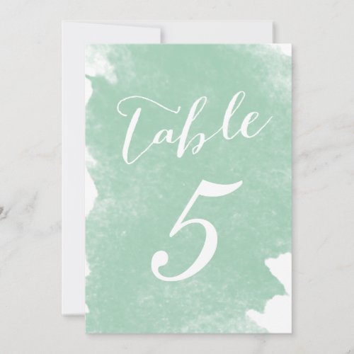 CHIC MINT GREEN WATERCOLOR TABLE NUMBER CARDS