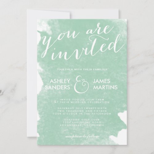 CHIC MINT GREEN WATERCOLOR WEDDING INVITATION