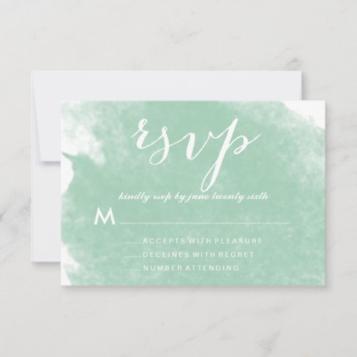 CHIC MINT GREEN WATERCOLOR WEDDING RSVP CARDS