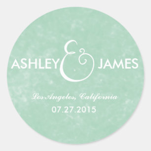 CHIC MINT GREEN WATERCOLOR WEDDING STICKERS
