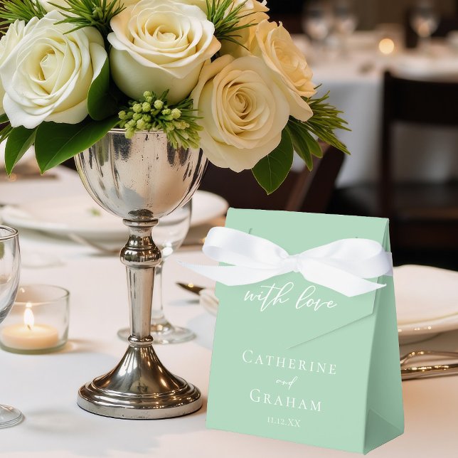 Chic Mint Green White Custom Spring Wedding Favor Boxes (Creator Uploaded)