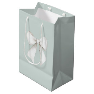 Chic Mint Green White Hearts Bridal Shower Medium Gift Bag