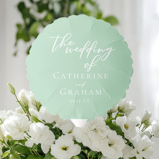 Chic Mint Green White Personalized Wedding Balloon (Creator Uploaded)