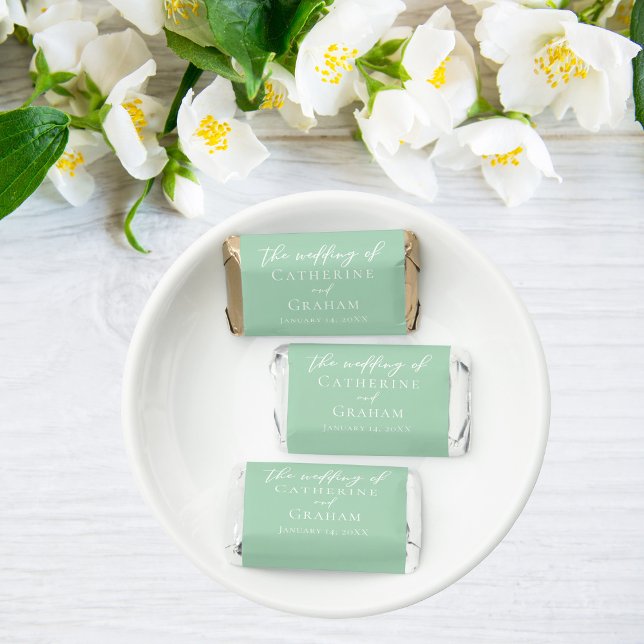 Chic Mint Green White Personalized Wedding Hershey's Miniatures (Creator Uploaded)