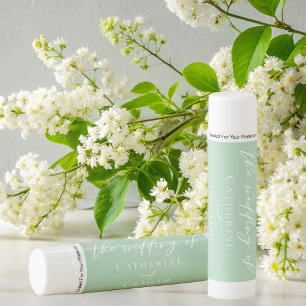 Chic Mint Green White Personalized Wedding Lip Balm