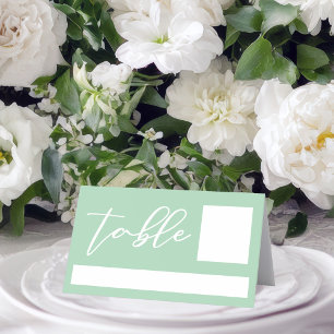 Chic Mint Green White Personalized Wedding Place Card