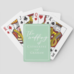 Chic Mint Green White Personalized Wedding Poker Cards