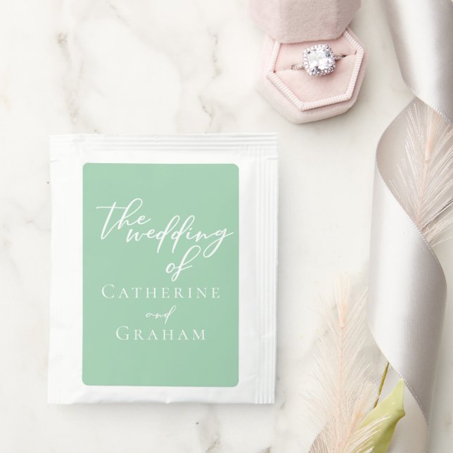 Chic Mint Green White Personalized Wedding Tea Bag Drink Mix (Wedding)