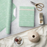 Chic Mint Green White Personalized Wedding Wrapping Paper<br><div class="desc">This soft mint green wedding wrapping paper features chic white script for a sweet spring outdoor ceremony. Simple typography on a tranquil solid pastel green gift wrap for a garden venue.</div>