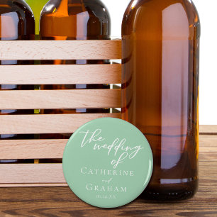 Chic Mint Green White Spring Wedding Custom Bottle Opener