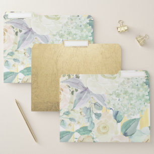 Chic mint green yellow blue watercolor floral file folder