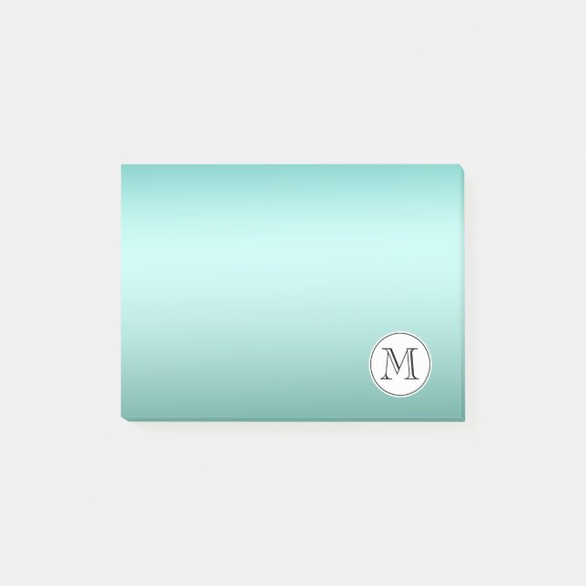 Chic Mint Monogram Post-it Notes (Front)