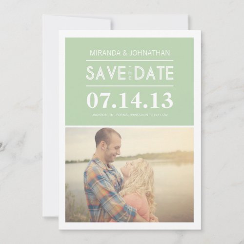 Chic Mint Photo Save The Date Invites