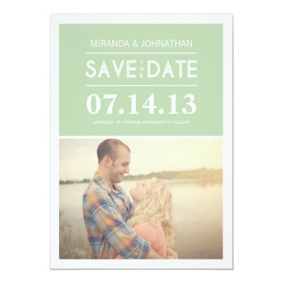 Chic Mint Photo Save The Date Invites