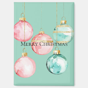 Chic Mint Pink Gold Christmas Ornaments Magnet