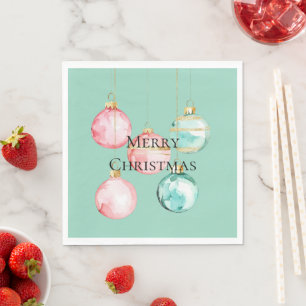 Chic Mint Pink Gold Christmas Ornaments Napkins