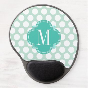 Chic Mint & Turquoise Big Dots Monogrammed Gel Mouse Pad by Jujulili at Zazzle