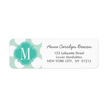 Chic Mint & Turquoise Big Dots Monogrammed Label by Jujulili at Zazzle