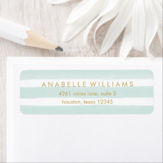 Chic Mint Watercolor Stripes Label