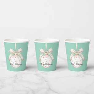 Chic Mint White Dots Bow Ornament Christmas Paper Cups