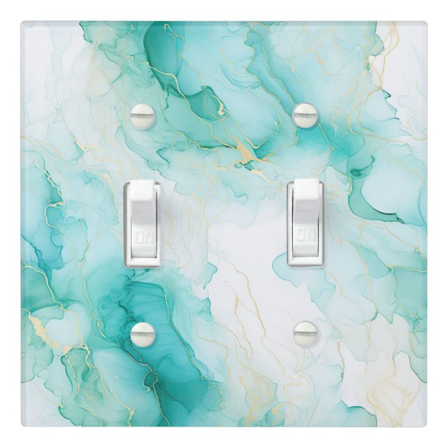 Chic Mint White Gold Bridal Shower Light Switch Cover (In Situ)