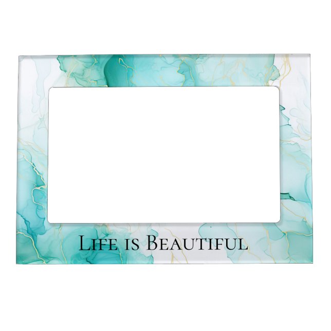 Chic Mint White Gold Bridal Shower Magnetic Frame (Front)