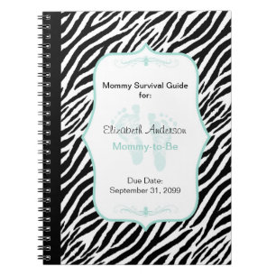 Chic Mint Zebra Mommy Advice for Mother to Be Notebook