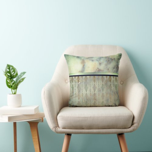 Chic Minty Green Marble Harlequin Throw Pillow