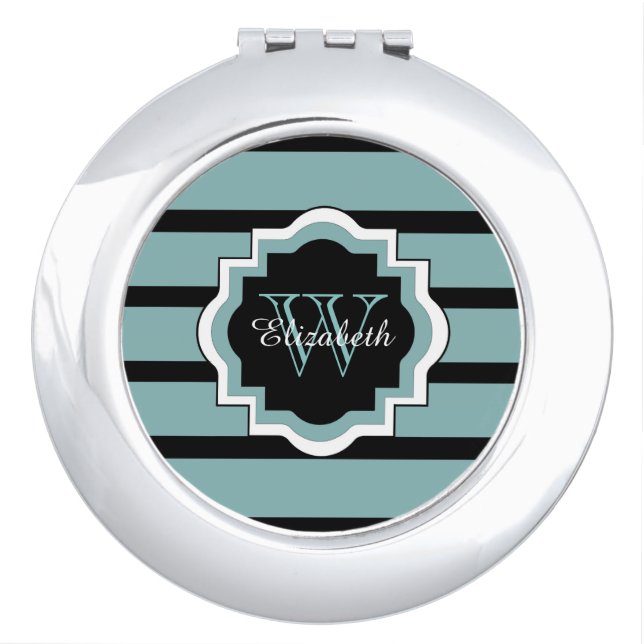 CHIC MIRROR COMPACT_SEAFOAM/BLACK STRIPES (Front)