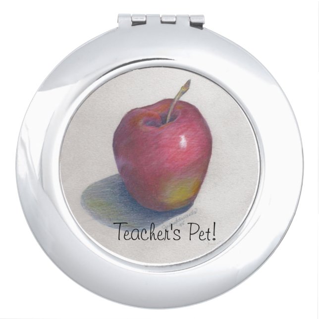 CHIC MIRROR COMPACT_"Teacher's Pet!" APPLE DESIGN (Front)